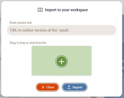 Import an epub, either from a link or a local file